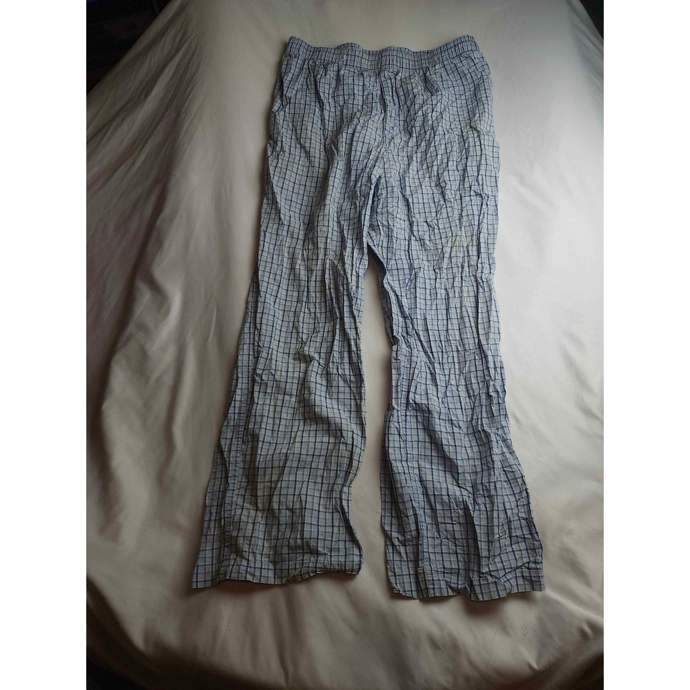 Brooks Brothers 346 Mens Blue White Plaid Pajama Pants Cotton Medium